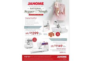 Janome "NATIONAL SERGER MONTH " SALES Event APRIL 1 to APRIL 30 2026